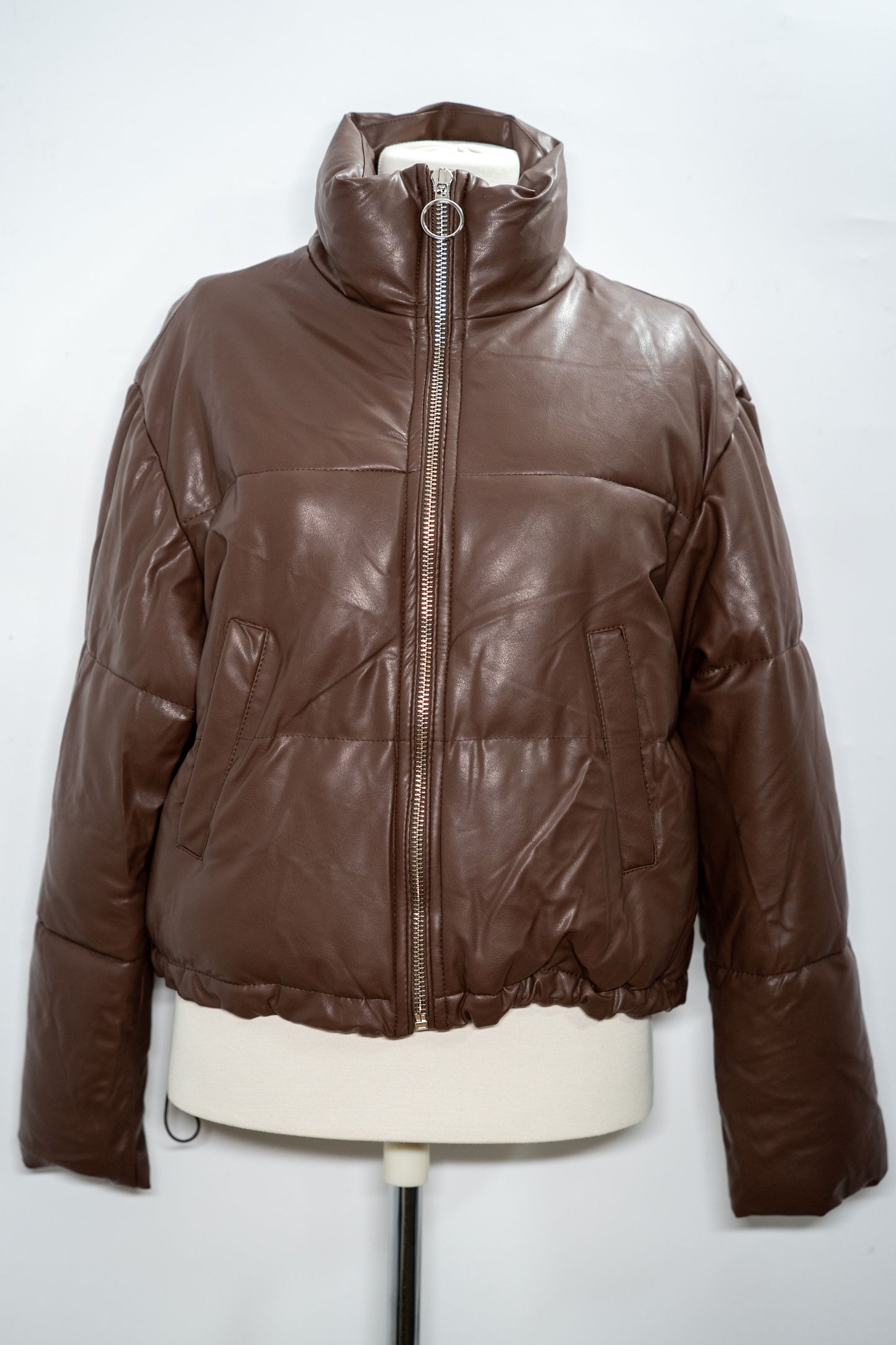 geacă matlasată din imitație de piele (puffer jacket)