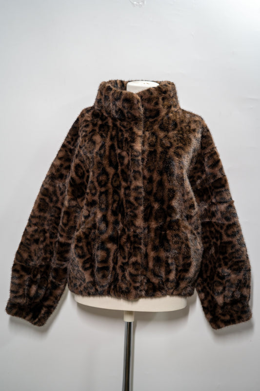 Jachetă "Leopard Luxe" din blană care imită prefect blana naturală