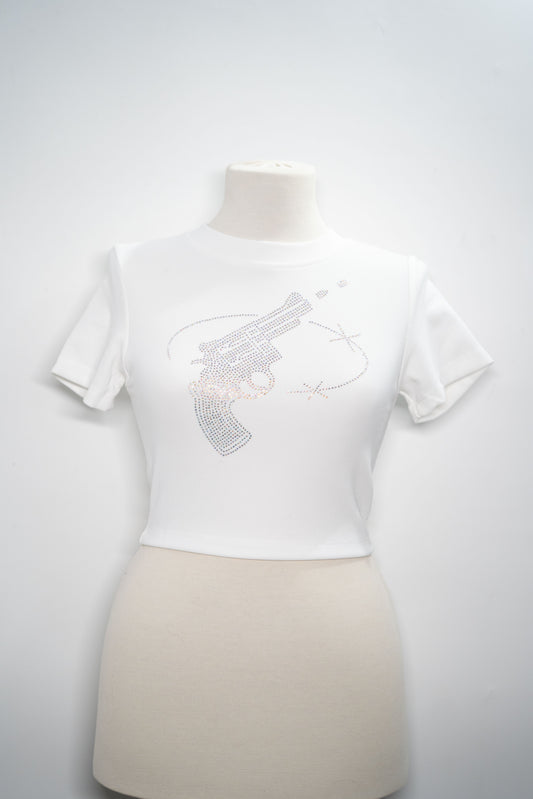 Top "Crystal Revolver" cu design strălucitor