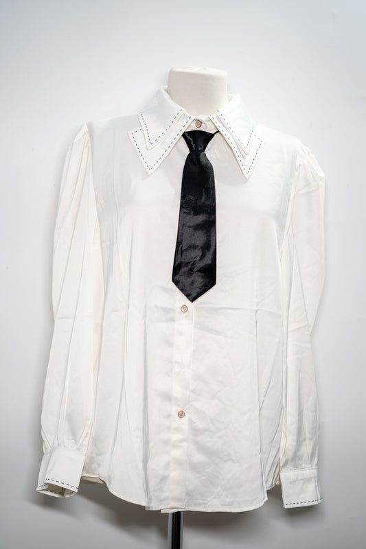 Cămașă elegantă "Monochrome Edge" cu cravată satinată