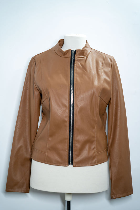 Geacă elegantă "Bronze Edge" din piele maro