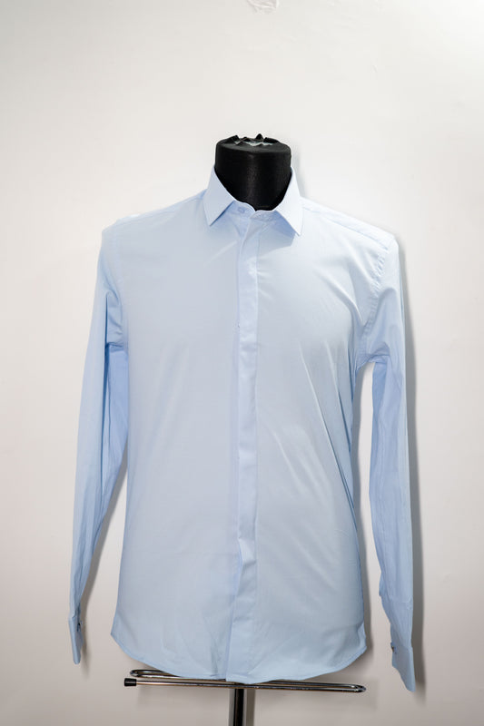 Cămașă elegantă "Blue Clarity" cu guler clasic