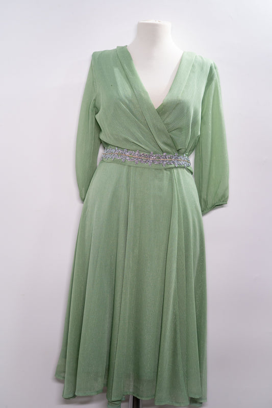 Rochie elegantă "Mint Glow" cu talie decorativă