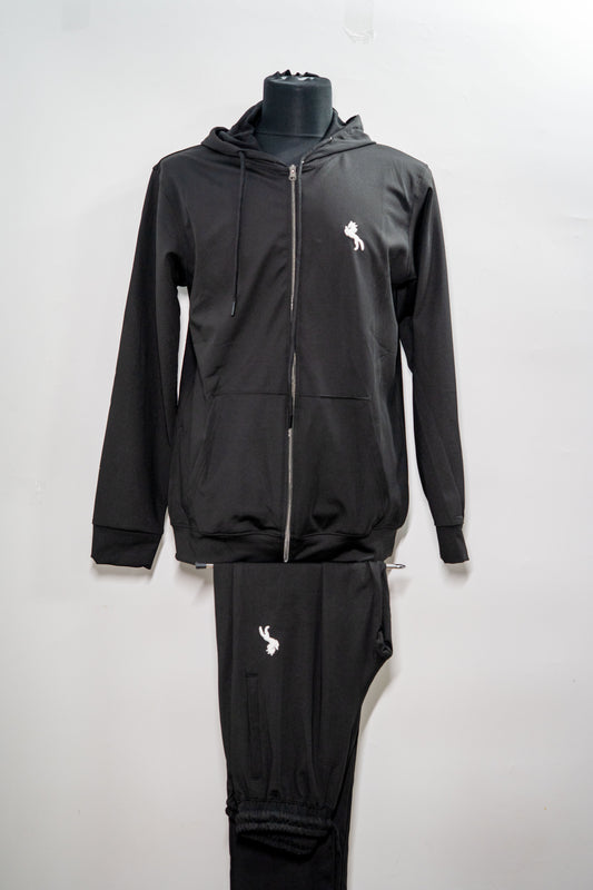 Set elegant "Motion Black" cu hanorac și pantaloni cu logo