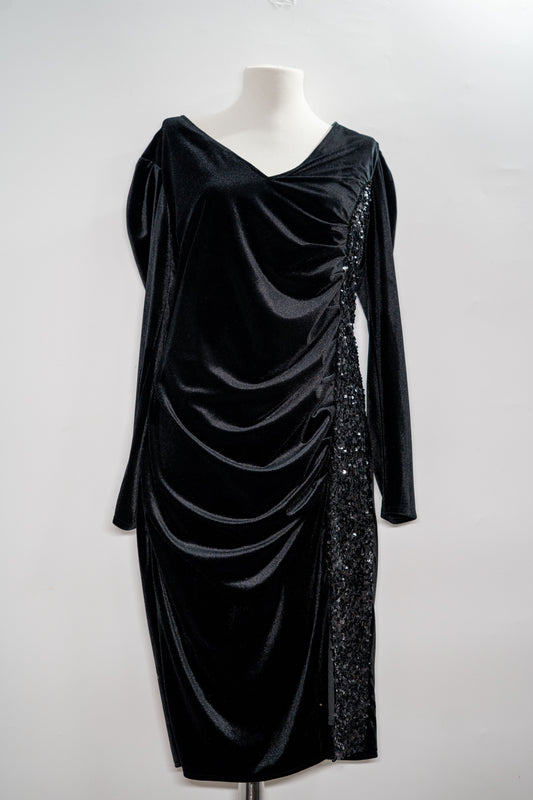 Rochie elegantă "Velvet Spark" cu inserție cu paiete