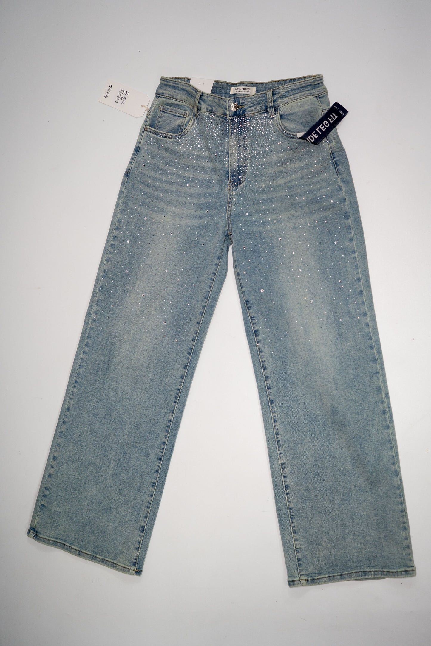 Pantaloni eleganți "Crystal Fade" cu pietricele strălucitoare și croială clasică